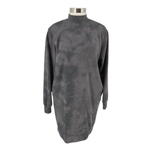 Gap Sweatshirt Shirt Dress Gray Tie Dye Long Sleeve Mock Neck Pockets Medium